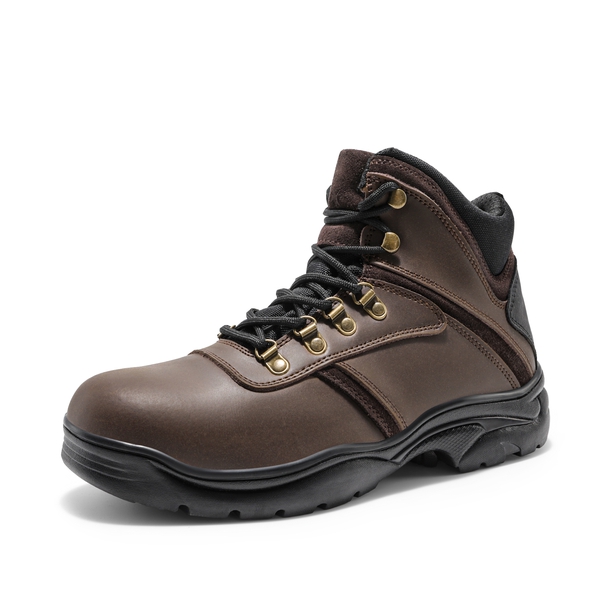 Men's Quality Leather Waterproof Hiking Boots - DARK BROWN -  0